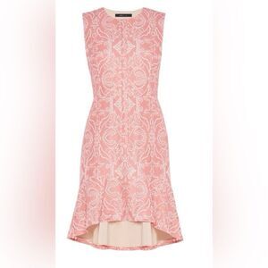 BCBGMaxAzria Chrystal Zip-Front Flounce-Hem Lace Dress Size: 8